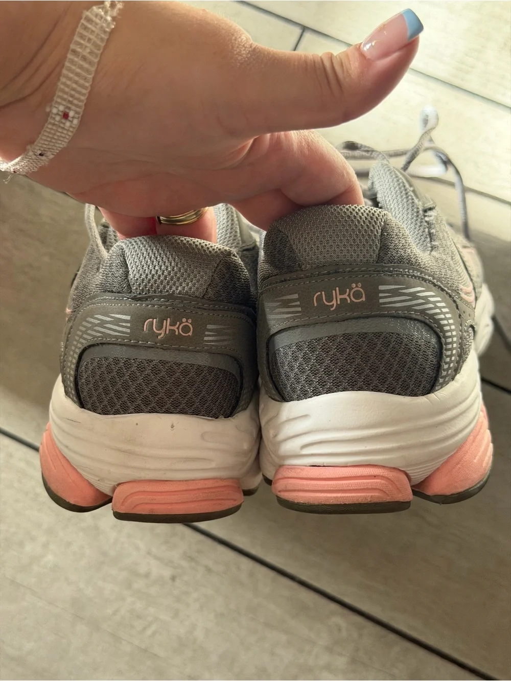 Ryka Gray Athletic Sneakers with Pink Accents